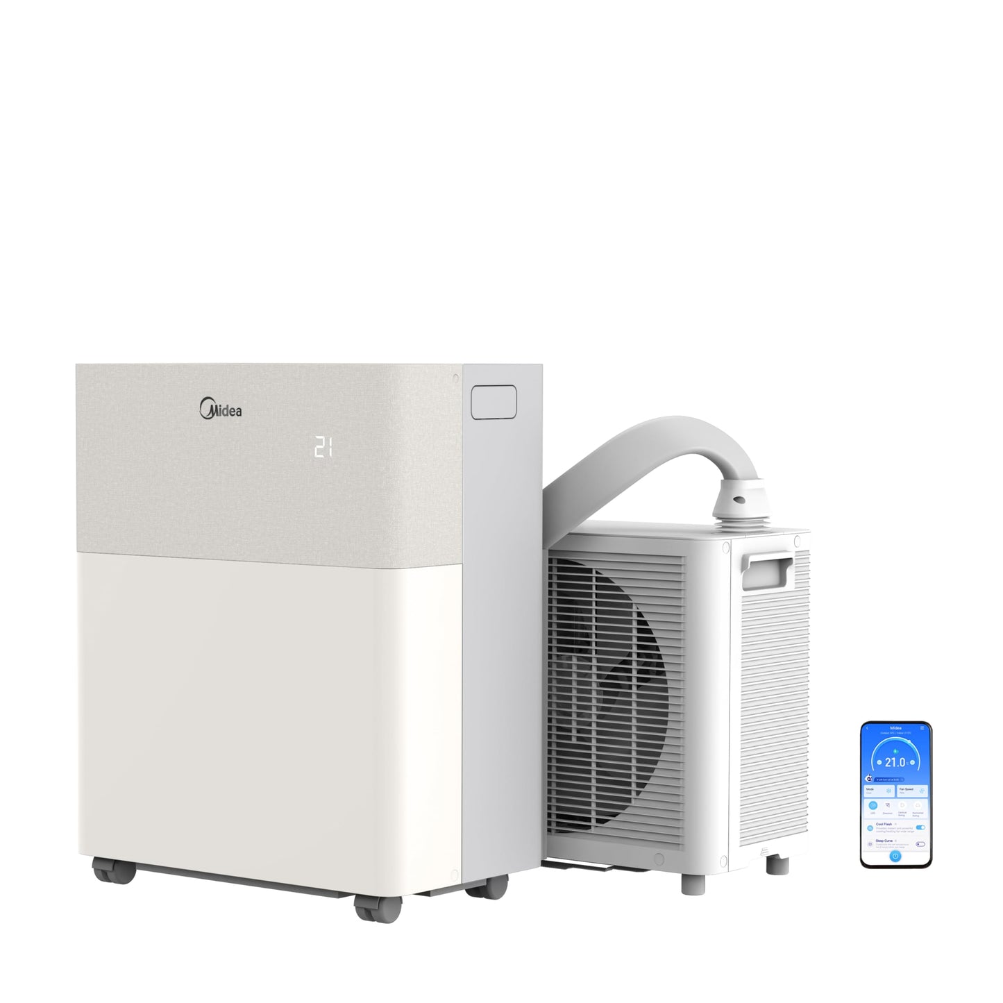 Midea Portasplit Mobile Wärmepumpe, Klimaanlage, Kühlen A++/Heizen A+, 12000 BTU 3, 5kW, für Räume bis zu 42 m² / 105 m³, nur 39 dB(A) im Silent-Modus