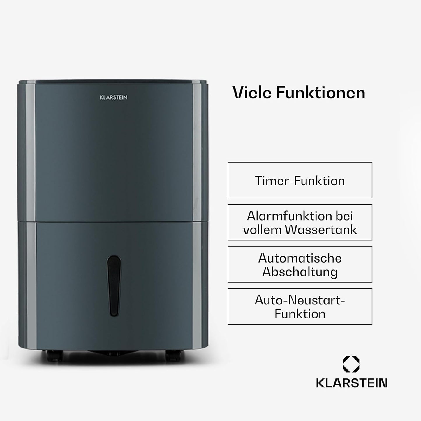 Klarstein Luftentfeuchter & Luftreiniger Elektrisch, 20 L Raumentfeuchter Klein für Wohnung Schlafzimmer Badezimmer Keller, Effizienter Bad/Raum Entfeuchter, Elektrischer & Kleiner Luftentfeuchter