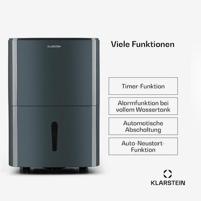 Klarstein Luftentfeuchter & Luftreiniger Elektrisch, 20 L Raumentfeuchter Klein für Wohnung Schlafzimmer Badezimmer Keller, Effizienter Bad/Raum Entfeuchter, Elektrischer & Kleiner Luftentfeuchter