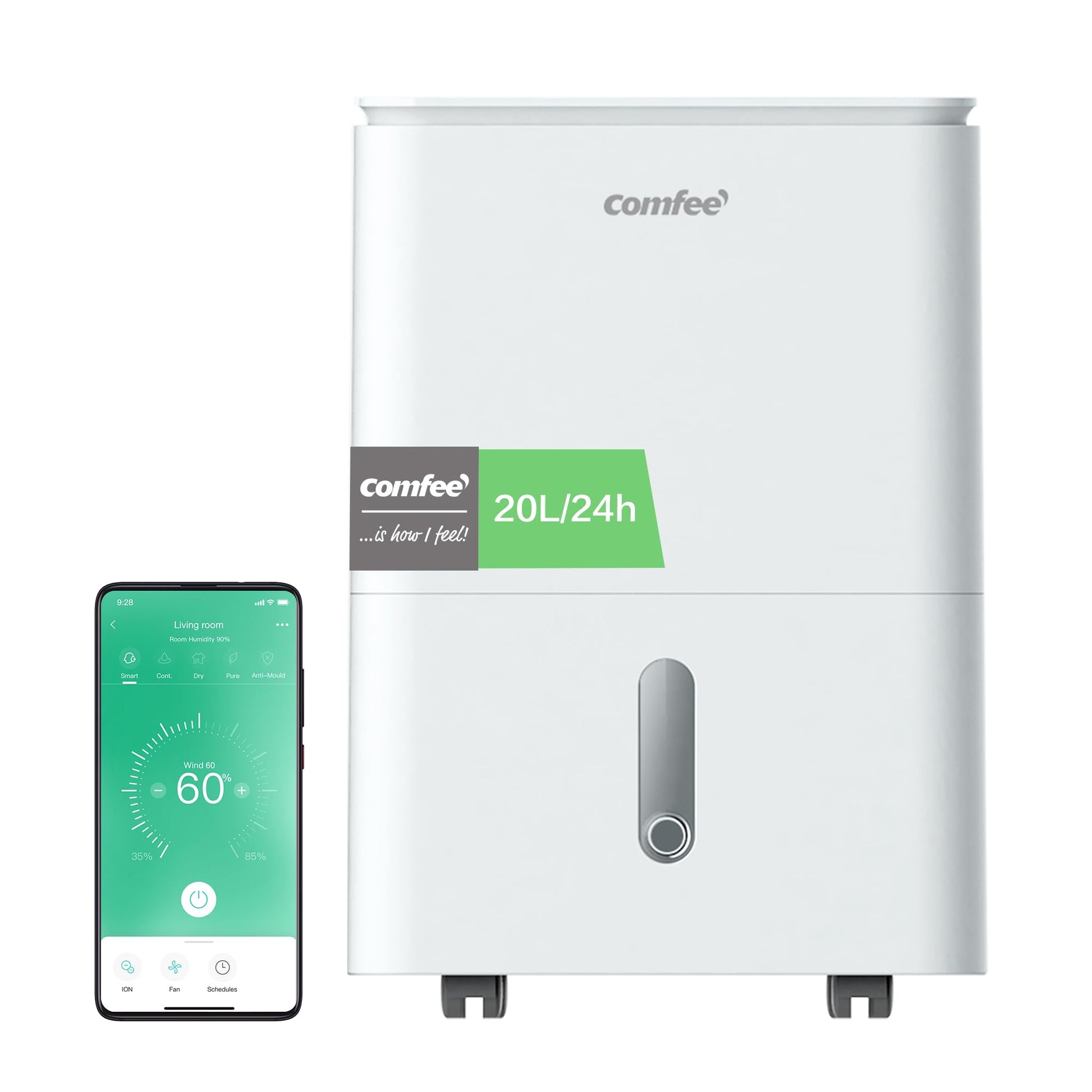 Comfee Luftentfeuchter 16L,Raumgröße ca. 80m³(32m²),Smart modu,Timer 24H,Wassertank 3L,APP-fähig, Weiß, MDDF-16DEN7-WF