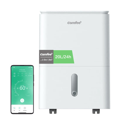 Comfee Luftentfeuchter 16L,Raumgröße ca. 80m³(32m²),Smart modu,Timer 24H,Wassertank 3L,APP-fähig, Weiß, MDDF-16DEN7-WF