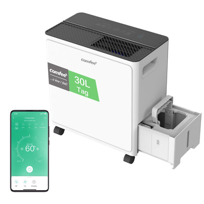 Comfee Luftentfeuchter 16L,Raumgröße ca. 80m³(32m²),Smart modu,Timer 24H,Wassertank 3L,APP-fähig, Weiß, MDDF-16DEN7-WF