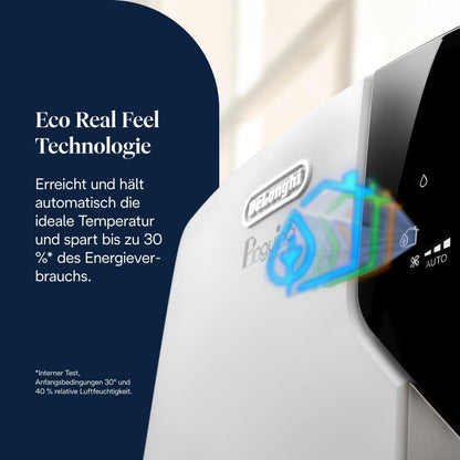 De'Longhi Pinguino Extreme - Mobiles Klimagerät, für Räume bis 33,5 m², mit Luftentfeuchter & Ventilator, 8900 BTU, Leiser Betrieb, Eco-Real-Feel, 24h-Timer, Energieeffizienzklasse A+ (PACEX93)