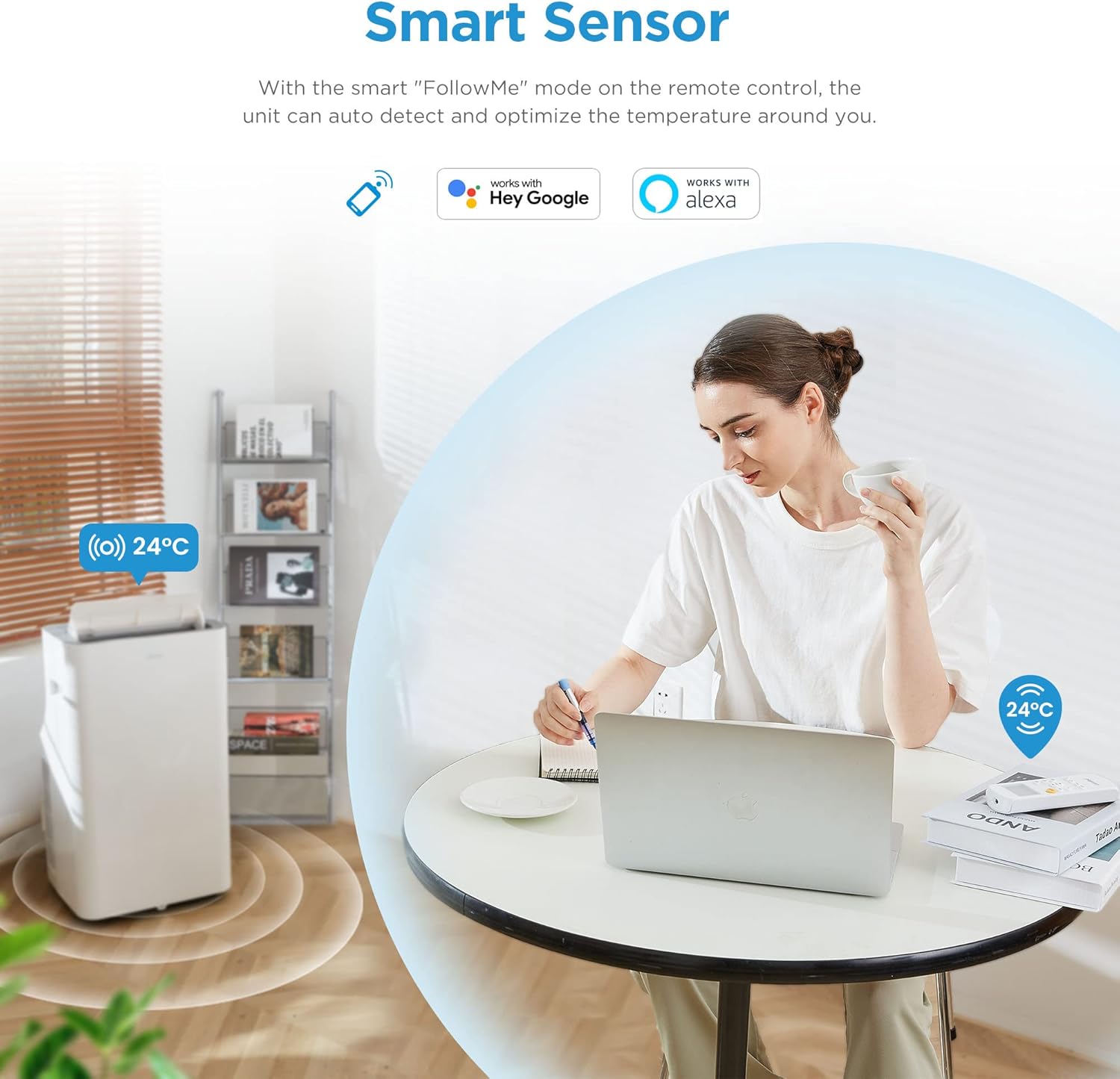 Midea Mobiles Klimagerät Silent Cool 26 Pro WF, 3-in-1 Klimaanlage mit Abluftschlauch, Kühlen&Entfeuchten&Ventilieren, 9000 BTU, 2.6kW, für Räume ca. 80m³(32㎡), EEK A