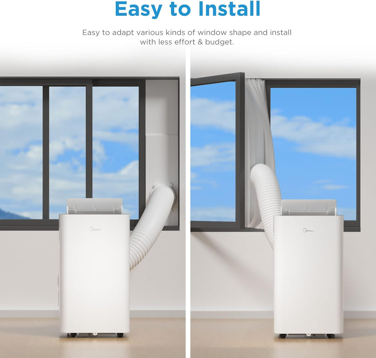Midea Mobiles Klimagerät Silent Cool 26 Pro WF, 3-in-1 Klimaanlage mit Abluftschlauch, Kühlen&Entfeuchten&Ventilieren, 9000 BTU, 2.6kW, für Räume ca. 80m³(32㎡), EEK A