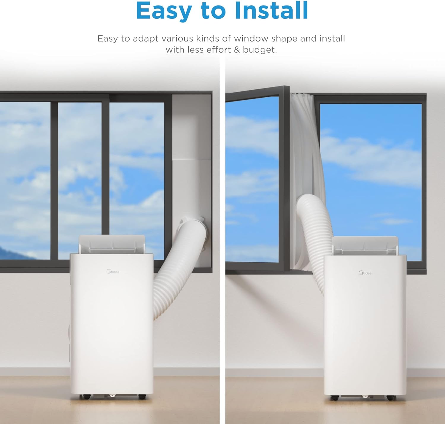 Midea Mobiles Klimagerät Silent Cool 26 Pro WF, 3-in-1 Klimaanlage mit Abluftschlauch, Kühlen&Entfeuchten&Ventilieren, 9000 BTU, 2.6kW, für Räume ca. 80m³(32㎡), EEK A
