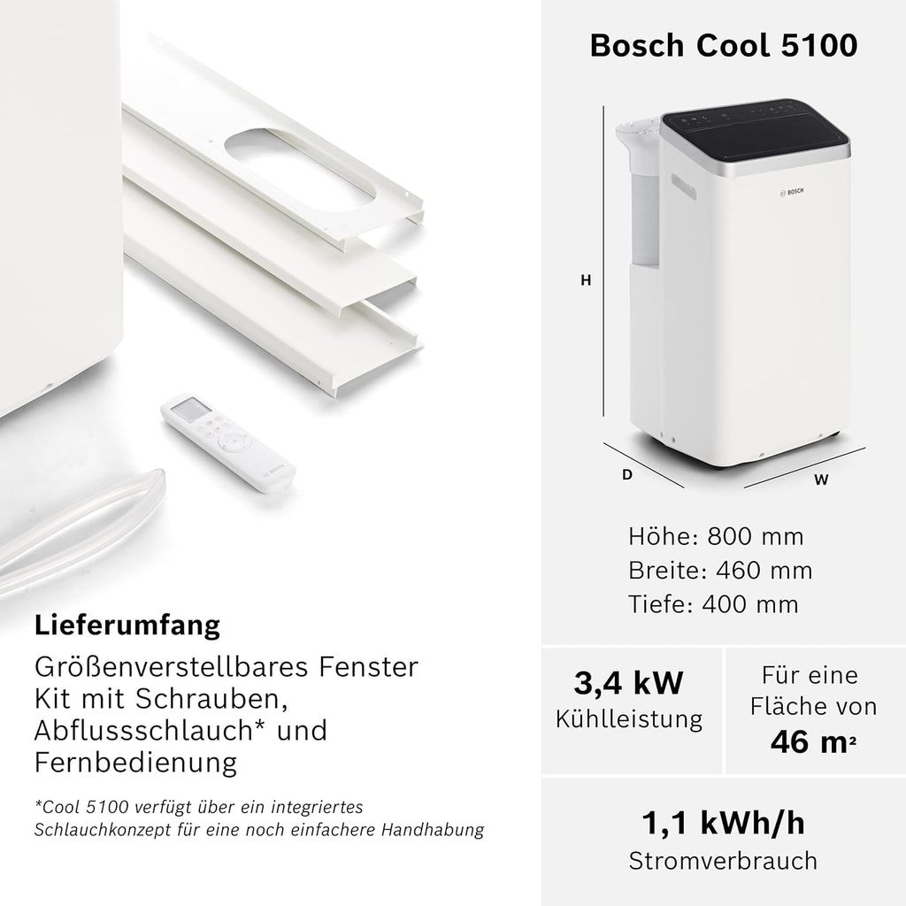 Bosch Cool 5100 Mobiles Klimagerät, Mit Invertertechnologie