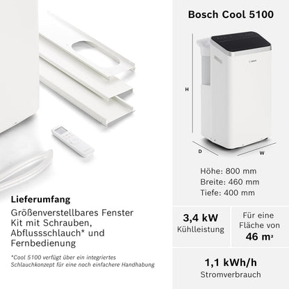 Bosch Cool 5100 Mobiles Klimagerät, Mit Invertertechnologie