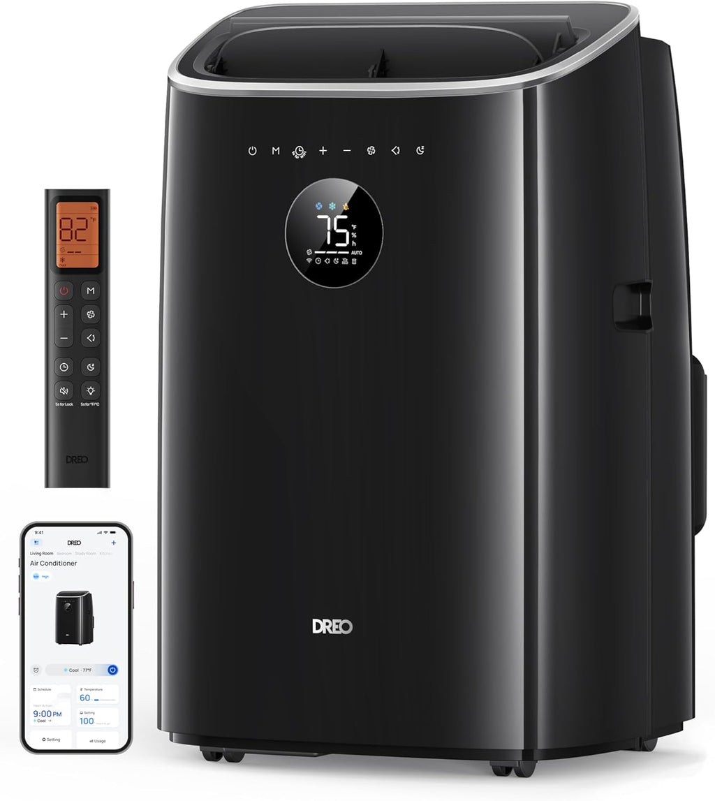 Dreo Portable Air Conditioners with APP/Voice/Remote Control, AC Unit for Bedroom, 24h Timer with Fan & Dehumidifier, Smart Air Conditioner for Indoors, Room, Office, Includes AC Unit Window Kit