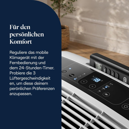 De'Longhi Pinguino - 3-in-1 Mobiles Klimagerät, für Räume bis 27 m², mit Luftentfeuchter & Ventilator, 9400 BTU, Leiser Betrieb, Fernbedienung, 24h-Timer, Energieeffizienzklasse A (PACEM82)