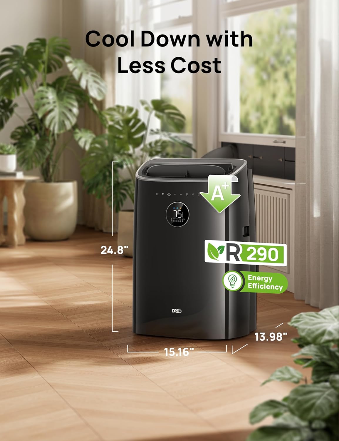 Dreo Portable Air Conditioners with APP/Voice/Remote Control, AC Unit for Bedroom, 24h Timer with Fan & Dehumidifier, Smart Air Conditioner for Indoors, Room, Office, Includes AC Unit Window Kit