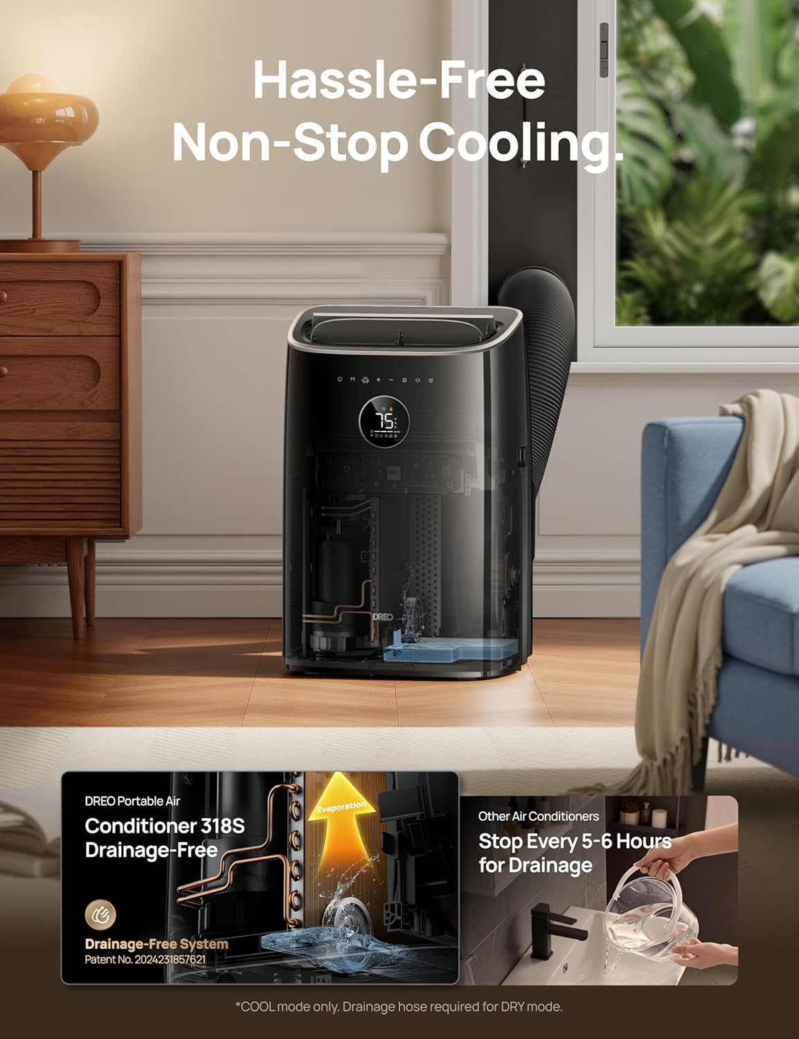 Dreo Portable Air Conditioners with APP/Voice/Remote Control, AC Unit for Bedroom, 24h Timer with Fan & Dehumidifier, Smart Air Conditioner for Indoors, Room, Office, Includes AC Unit Window Kit